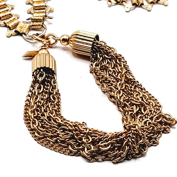 Vintage Sarah Coventry Book Chain Necklace with Tassel Pendant 22 Inch Signed - Picture 9 of 11